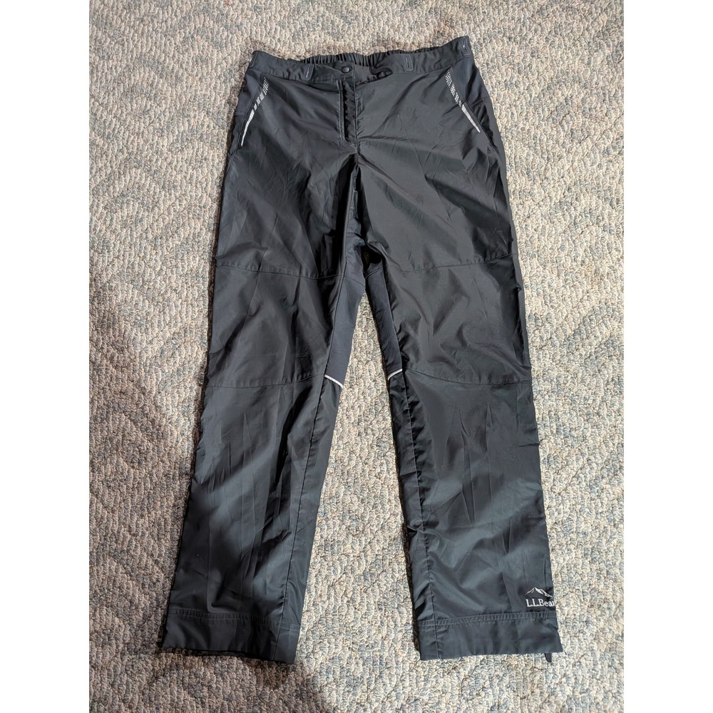 LL Bean Misses Black Active Hiking Pants Reflective Leg Zip 290623 Large Regular